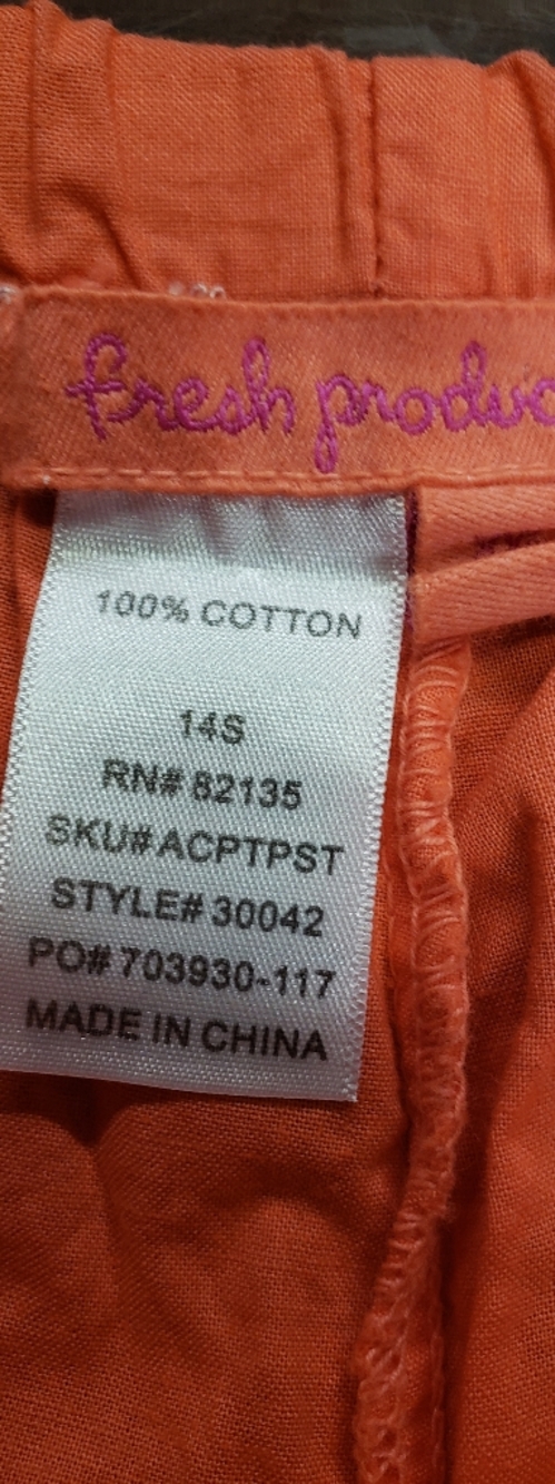 Fresh Produce Orange Drawstring Cropped Pants 14 NWT - Picture 3 of 6